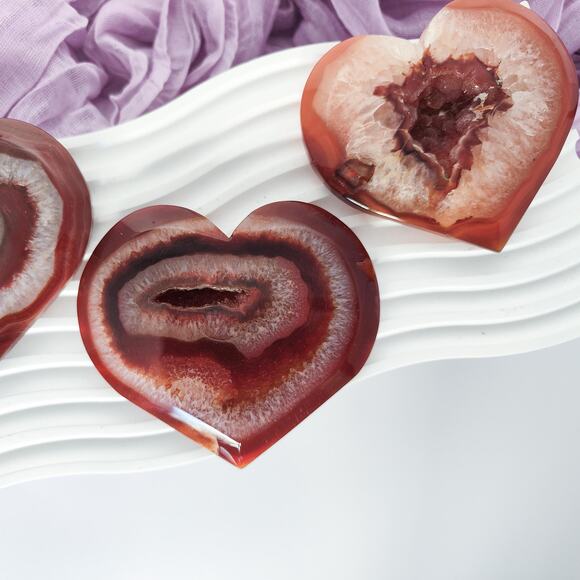 Druzy Carnelian Heart Crystal Carving Strength Crystals - Picture 3 of 10